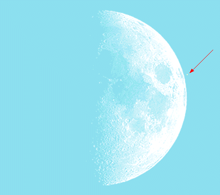 Fotomontagem mostrando o
momento em que Marte
ressurge de trás da Lua.